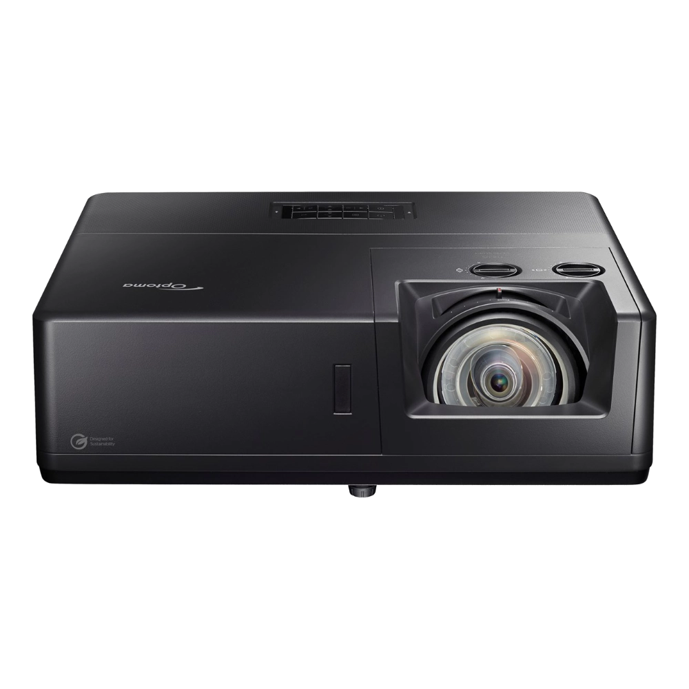Optoma ZU507TST 4K Short Throw Golf Sim Projector Front view high angle